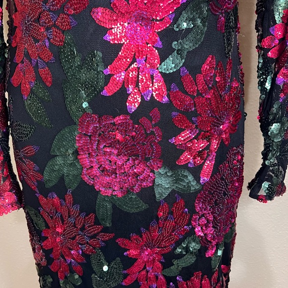 $699 BADGLEY MISCHKA Collection Sequined Sheath Evening Cocktail Party Dress - Picture 8 of 10